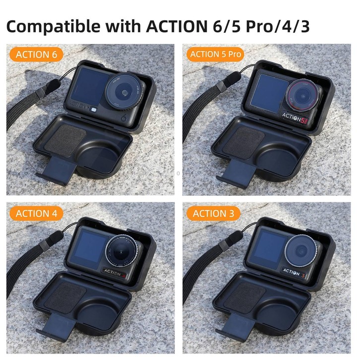 Sunnylife Portable Protective Cover Shock-proof Dust-proof Storage Box with Lanyard for DJI Osmo Action 6 / 5 Pro / 4 / 3 (Black