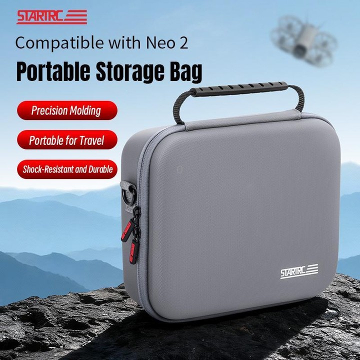 For DJI Neo 2 STARTRC PU Shoulder Storage Bag Drone Body Handbag (Grey)