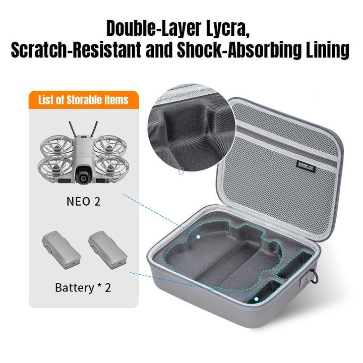 For DJI Neo 2 STARTRC PU Shoulder Storage Bag Drone Body Handbag (Grey)