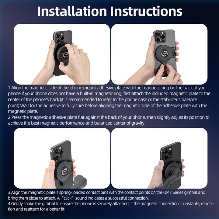 For DJI Osmo Mobile 7 / 7P / 8 STARTRC Magsafe Ring Adapter Phone Holder (Black)