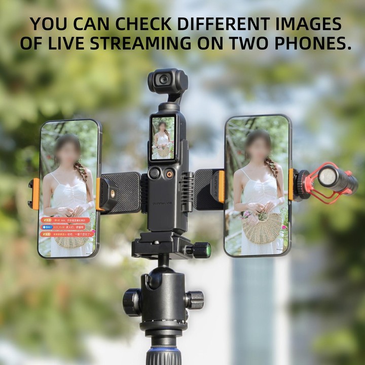 For DJI OSMO Pocket 4 / 3 Sunnylife ZJ756 Expanded Dual Phone Clamp Holder (Black)