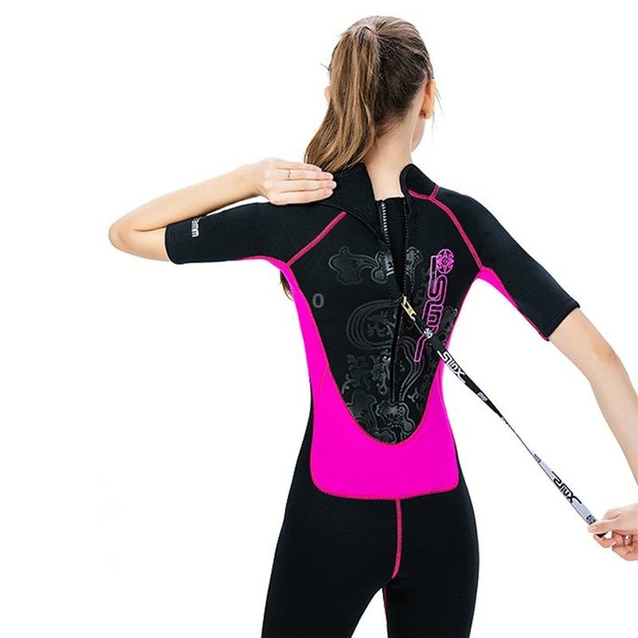 SLINX 1104 3mm Neoprene Super Elastic Wear-resistant Warm U-splicing Wet Short-sleeved One-piece Wetsuit for Women, Size: XS