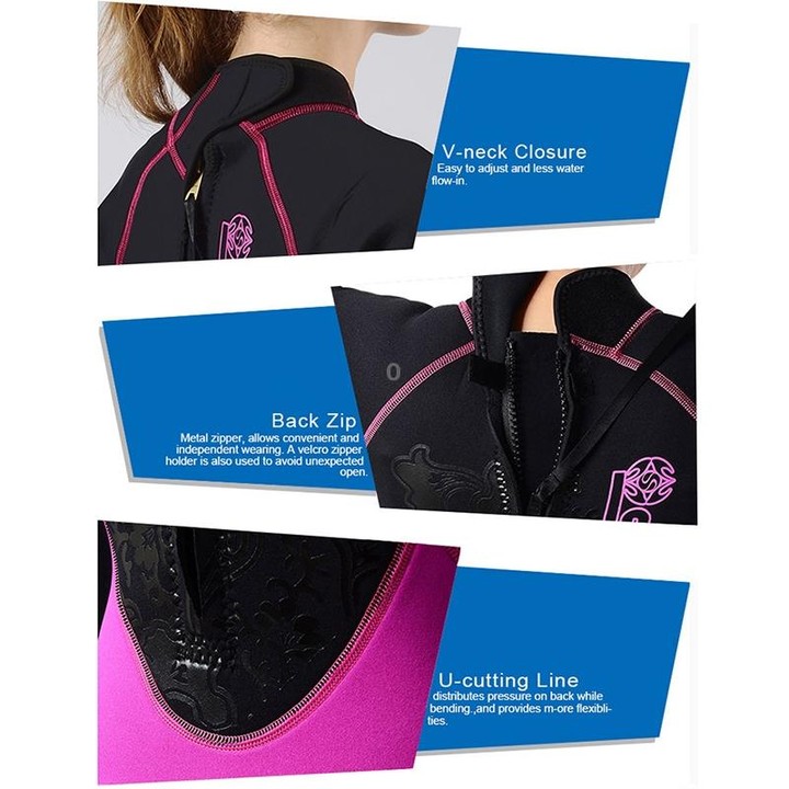 SLINX 1104 3mm Neoprene Super Elastic Wear-resistant Warm U-splicing Wet Short-sleeved One-piece Wetsuit for Women, Size: S