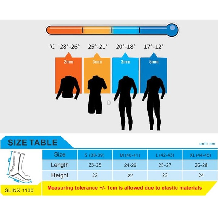 SLINX 1702 3mm Neoprene Non-slip Warm Diving Socks, Size: M
