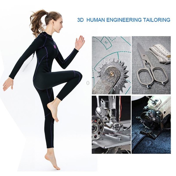 SLINX 1714 3mm Neoprene Super Elastic Warm Long-sleeved Full Body One-piece Wetsuit for Women, Size: S