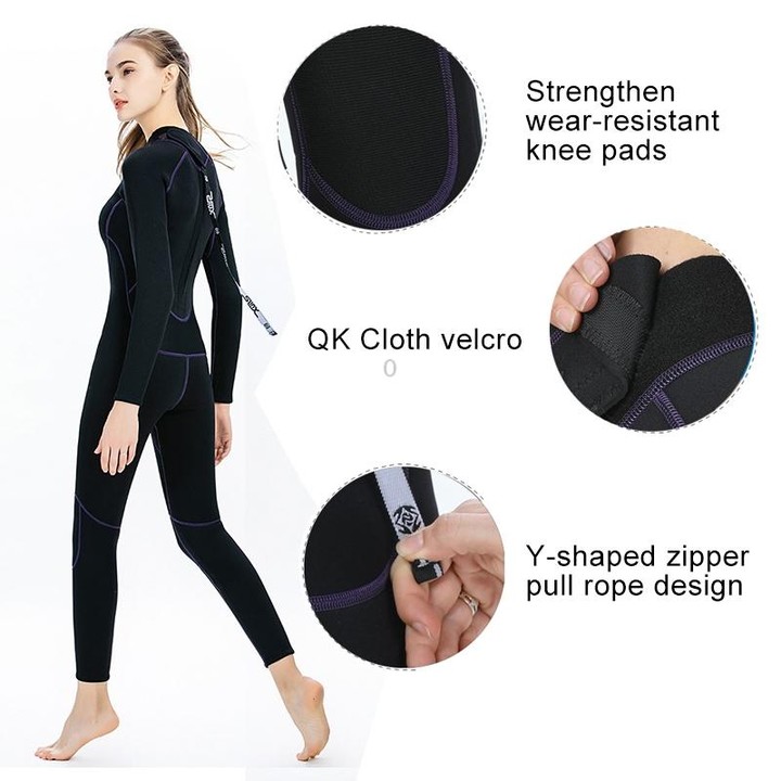 SLINX 1714 3mm Neoprene Super Elastic Warm Long-sleeved Full Body One-piece Wetsuit for Women, Size: S