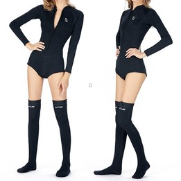 SLINX 1832 2 in 1 2mm Neoprene Super Elastic Warm One-piece Bikini Quick-drying Wetsuit for Women, with Warm Diving Stocking, Si