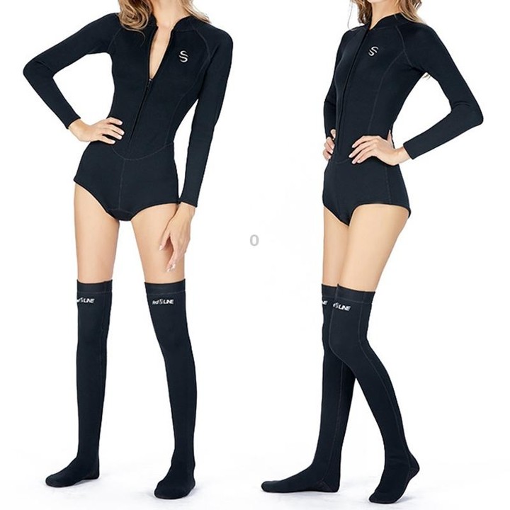 SLINX 1832 2 in 1 2mm Neoprene Super Elastic Warm One-piece Bikini Quick-drying Wetsuit for Women, with Warm Diving Stocking, Si