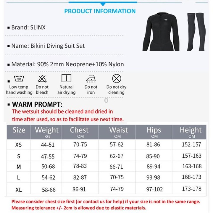 SLINX 1832 2 in 1 2mm Neoprene Super Elastic Warm One-piece Bikini Quick-drying Wetsuit for Women, with Warm Diving Stocking, Si