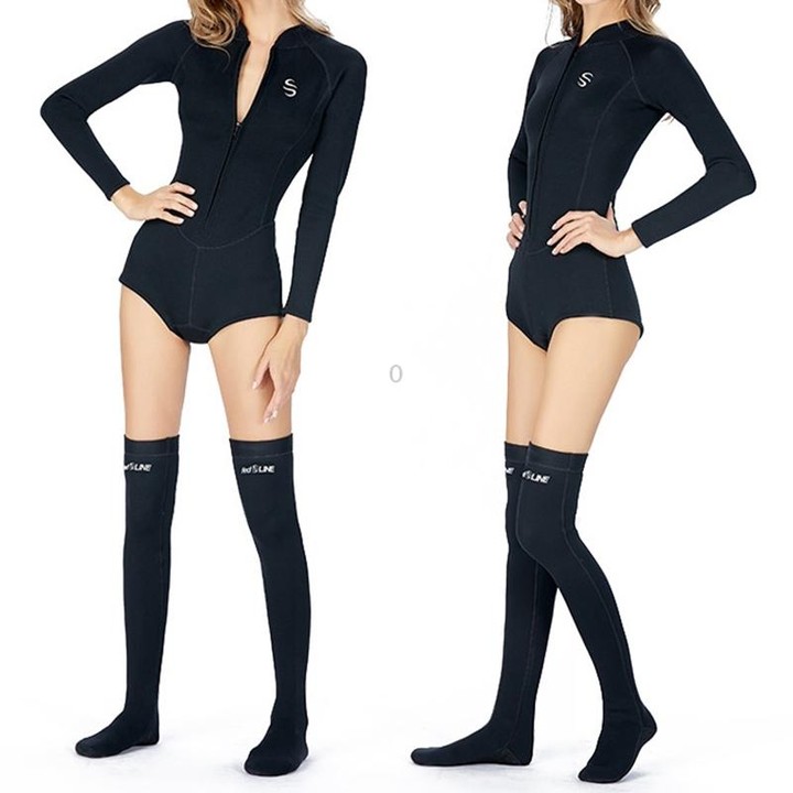 SLINX 1832 2 in 1 2mm Neoprene Super Elastic Warm One-piece Bikini Quick-drying Wetsuit for Women, with Warm Diving Stocking, Si