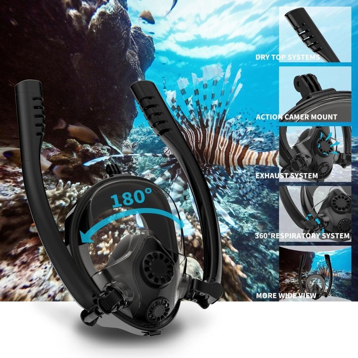 Water Sports Diving Equipment Full Dry Silicone Diving Mask Swimming Glasses for GoPro Hero11 Black / HERO10 Black / HERO9 Black