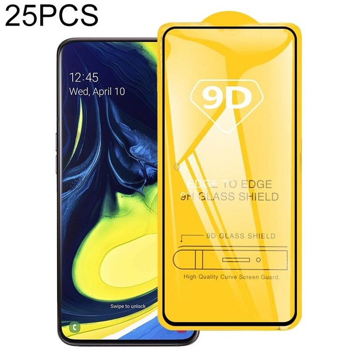 25 PCS 9D Full Glue Full Screen Tempered Glass Film For Galaxy A90 & A80