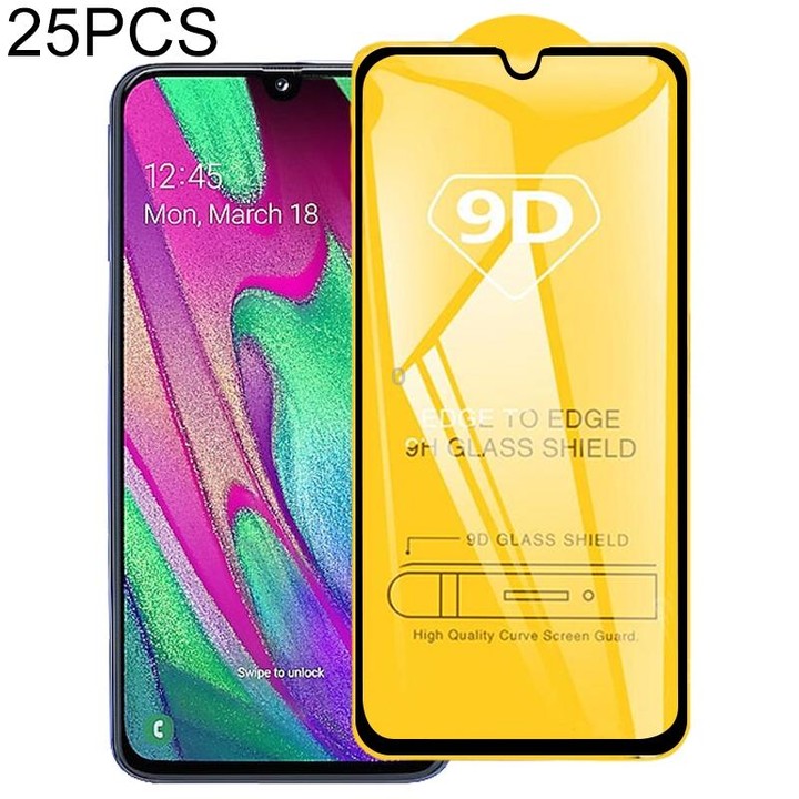 25 PCS 9D Full Glue Full Screen Tempered Glass Film For Galaxy A40