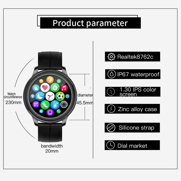 CF22 1.3 inch IPS Color Screen IP67 Waterproof Smart Watch, Support Sleep Monitor / Heart Rate Monitor / Blood Pressure Monitor(
