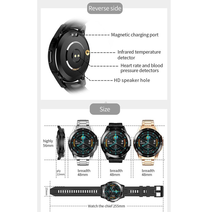 G3 1.3 inch Full-fit Round Screen Smart Watch, Support Sleep Monitor / Heart Rate Monitor / Temperature Monitoring(Black)