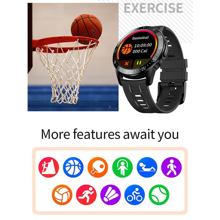 G3 1.3 inch Full-fit Round Screen Smart Watch, Support Sleep Monitor / Heart Rate Monitor / Temperature Monitoring(Black)