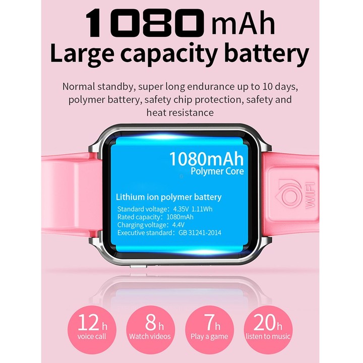 H1 1.54 inch Full-fit Screen Dual Cameras Smart Phone Watch, Support SIM Card / GPS Tracking / Real-time Trajectory / Temperatur