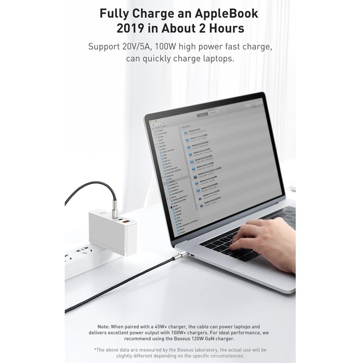 Baseus CATJK-C02 Cafule Series 100W Type-C / USB-C to Type-C / USB-C Metal Charging Data Cable, Length:1m(White)
