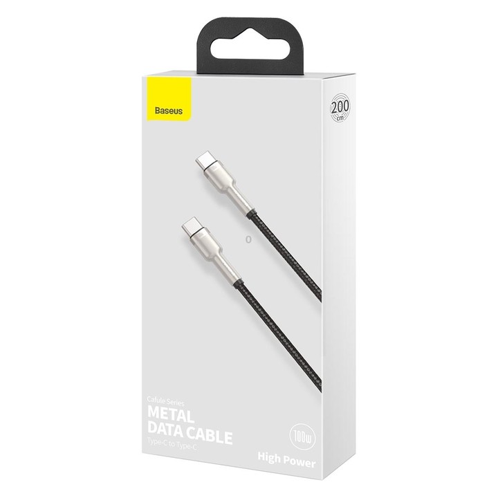 Baseus CATJK-D01 Cafule Series 100W Type-C / USB-C to Type-C / USB-C Metal Charging Data Cable, Length:2m(Black)