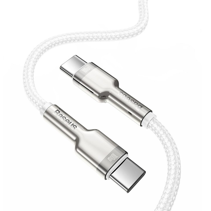 Baseus CATJK-D02 Cafule Series 100W Type-C / USB-C to Type-C / USB-C Metal Charging Data Cable, Length:2m(White)