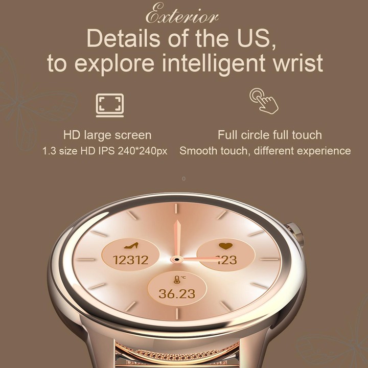 F80 1.3 inch TFT Color Screen IP68 Waterproof Women Smart Watch, Support Body Temperature Monitor / Blood Pressure Monitor / Men