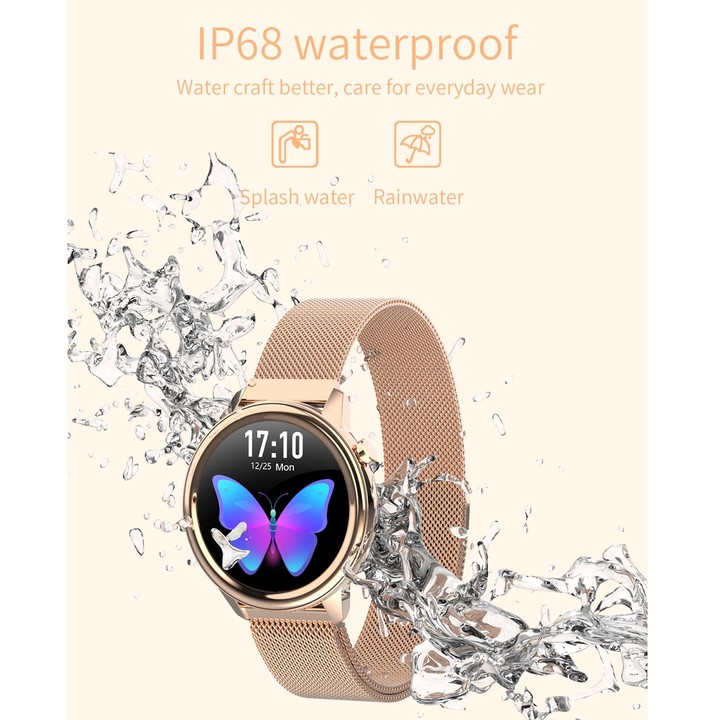 F80 1.3 inch TFT Color Screen IP68 Waterproof Women Smart Watch, Support Body Temperature Monitor / Blood Pressure Monitor / Men