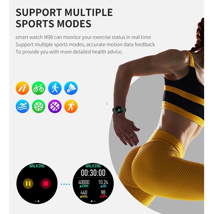 M98 1.28 inch IPS Color Screen IP67 Waterproof Smart Watch, Support Sleep Monitor / Heart Rate Monitor / Bluetooth Call, Style:S