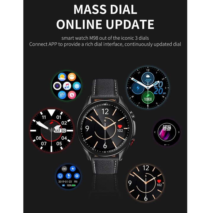 M98 1.28 inch IPS Color Screen IP67 Waterproof Smart Watch, Support Sleep Monitor / Heart Rate Monitor / Bluetooth Call, Style:L