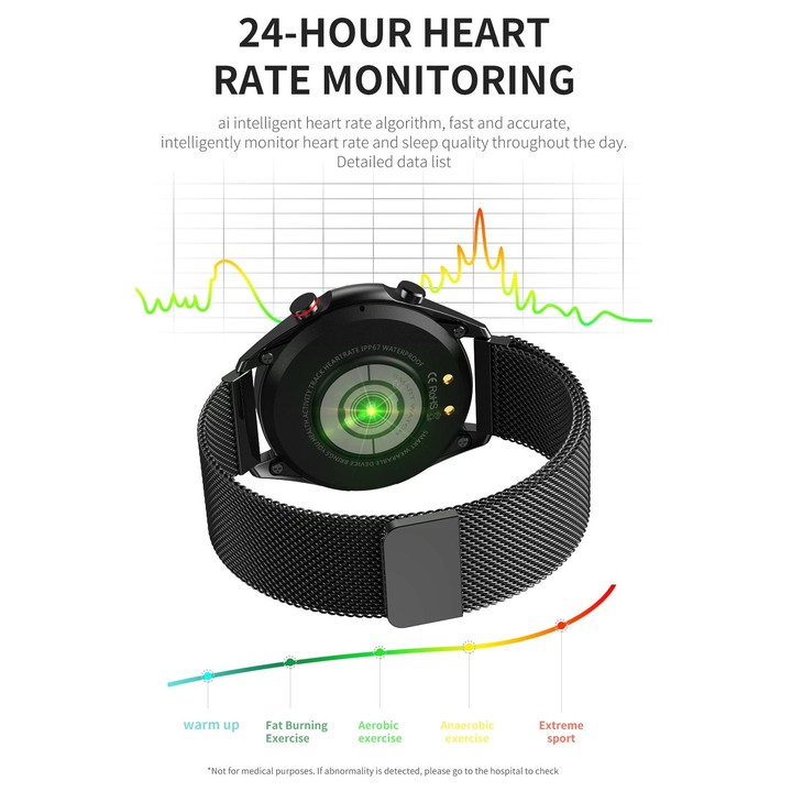 M98 1.28 inch IPS Color Screen IP67 Waterproof Smart Watch, Support Sleep Monitor / Heart Rate Monitor / Bluetooth Call, Style:L