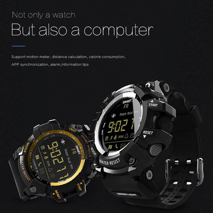 Lokmat MK16 LCD Screen 50m Waterproof Smart Watch, Support Information Reminder / Remote Camera / Walking Motion Monitor(Gold)