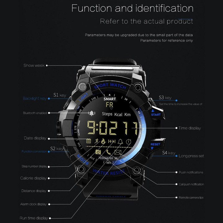 Lokmat MK16 LCD Screen 50m Waterproof Smart Watch, Support Information Reminder / Remote Camera / Walking Motion Monitor(Gold)