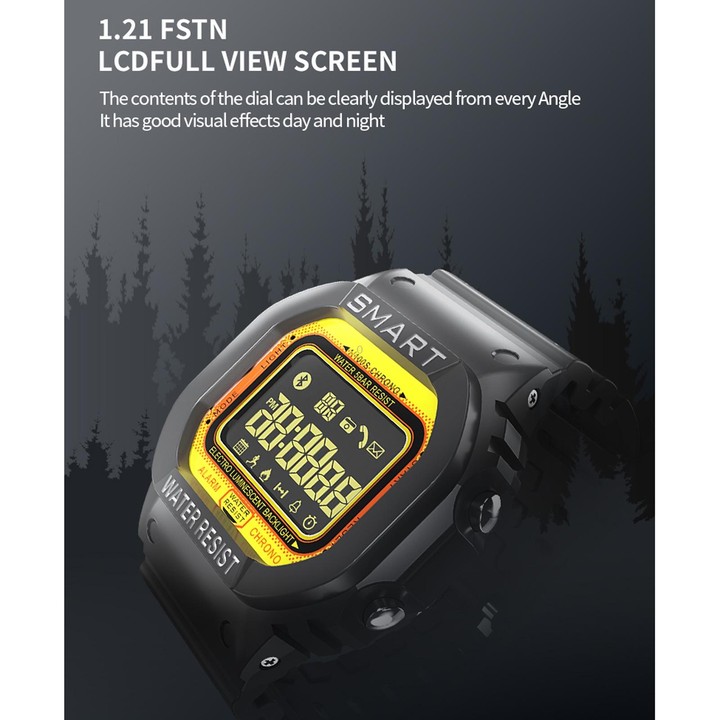 Lokmat MK22 1.21 inch FSTN LCD Screen 50m Waterproof Smart Watch, Support Information Reminder / Remote Camera / Sport Record(Or