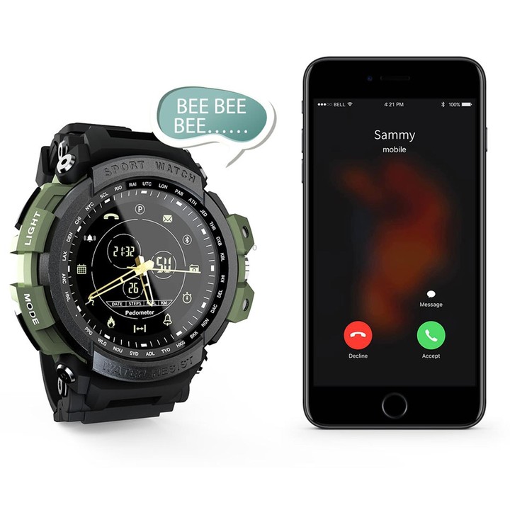 Lokmat MK28 1.4 inch FSTN Screen IP68 Waterproof Smart Watch, Support Information Reminder / Remote Camera / Sport Record(Green)