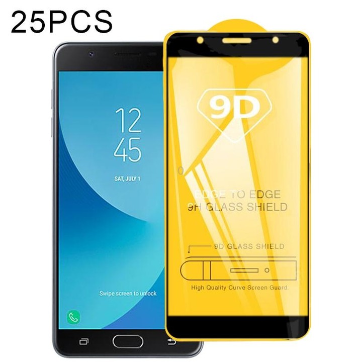 For Samsung Galaxy C7 (2017) / J7+ 25 PCS 9D Full Glue Full Screen Tempered Glass Film