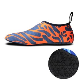 Non-slip Wear-resisting Thick Rubber Sole Diving Shoes and Socks, One Pair(Figured Orange)