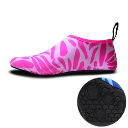 Non-slip Wear-resisting Thick Rubber Sole Diving Shoes and Socks, One Pair, Size:M (Figured Pink)
