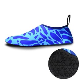 Non-slip Wear-resisting Thick Rubber Sole Diving Shoes and Socks, One Pair, Size:L (Figured Blue)