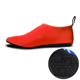 Non-slip Wear-resisting Thick Rubber Sole Diving Shoes and Socks, One Pair, Size:L (Red)