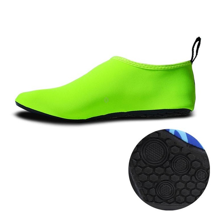 Non-slip Wear-resisting Thick Rubber Sole Diving Shoes and Socks, One Pair, Size:L (Green)