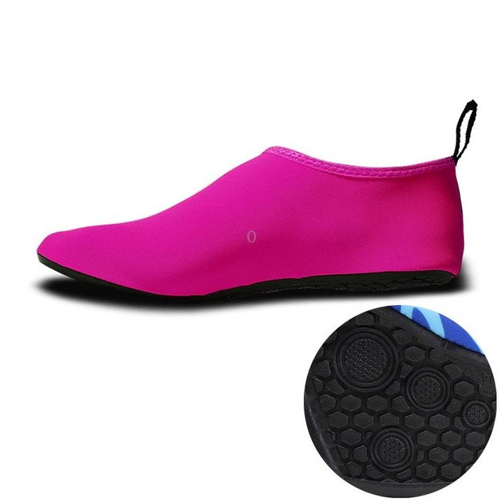 Non-slip Wear-resisting Thick Rubber Sole Diving Shoes and Socks, One Pair, Size:XXL (Rose Red)