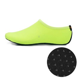 Non-slip Plastic Grain Texture Thick Cloth Sole Solid Color Diving Shoes and Socks, One Pair(Fluorescent Green)
