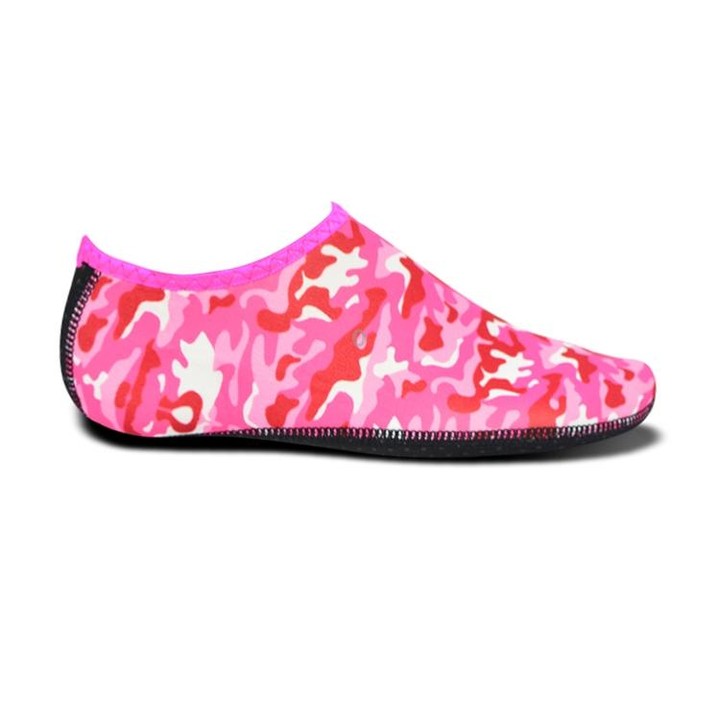Non-slip Plastic Grain Texture Thick Cloth Sole Printing Diving Shoes and Socks, One Pair, Size:M (Rose Red Figured)