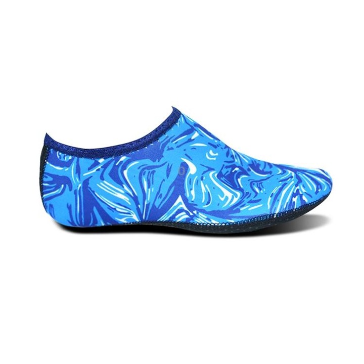 Non-slip Plastic Grain Texture Thick Cloth Sole Printing Diving Shoes and Socks, One Pair, Size:XXXL (Blue Figured)