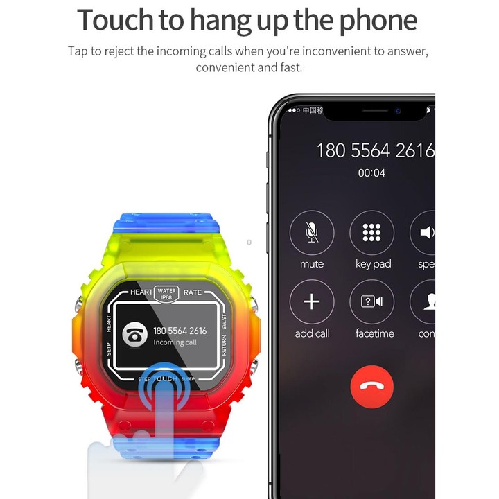 K16 1.14 inch TFT Color Screen IP68 Waterproof Smart Watch, Support Bluetooth Music / Sleep Monitoring / Heart Rate Monitoring(C
