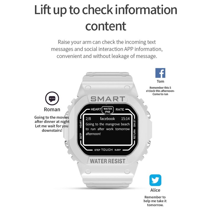 K16 1.14 inch TFT Color Screen IP68 Waterproof Smart Watch, Support Bluetooth Music / Sleep Monitoring / Heart Rate Monitoring(C