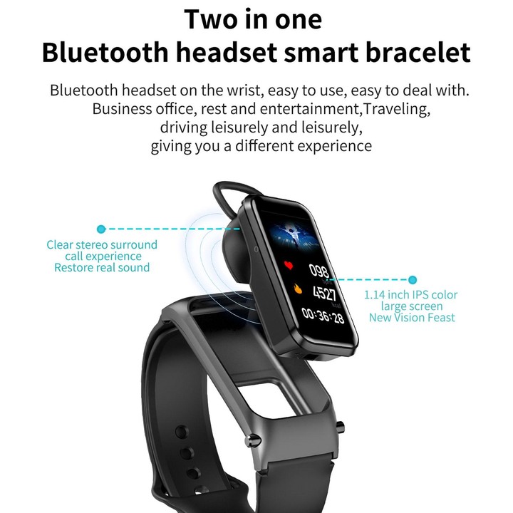 X4 1.14 inch HD Screen Bluetooth Earphone Smart Bracelet, Support Sleep Monitoring / Body Temperature Monitoring / Heart Rate Mo
