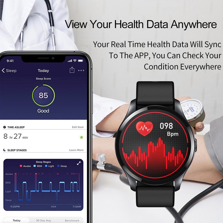 T88 1.28 inch TFT Color Screen IP67 Waterproof Smart Watch, Support Body Temperature Monitoring / Sleep Monitoring / Heart Rate