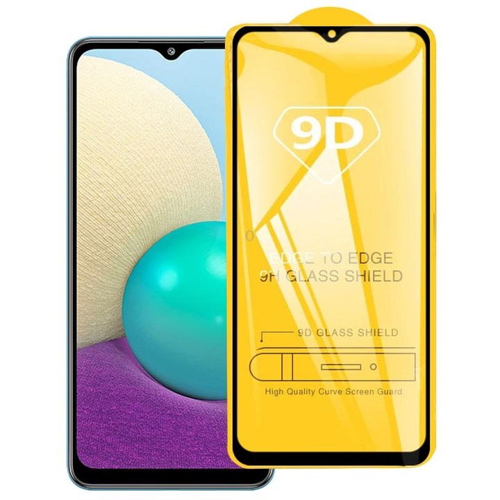 For Samsung Galaxy A02 9D Full Glue Full Screen Tempered Glass Film