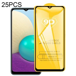 For Samsung Galaxy A02 25 PCS 9D Full Glue Full Screen Tempered Glass Film