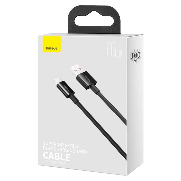 Baseus Superior Series CATYS-01 66W USB to USB-C / Type-C Interface Fast Charging Data Cable, Cable Length:1m(Black)